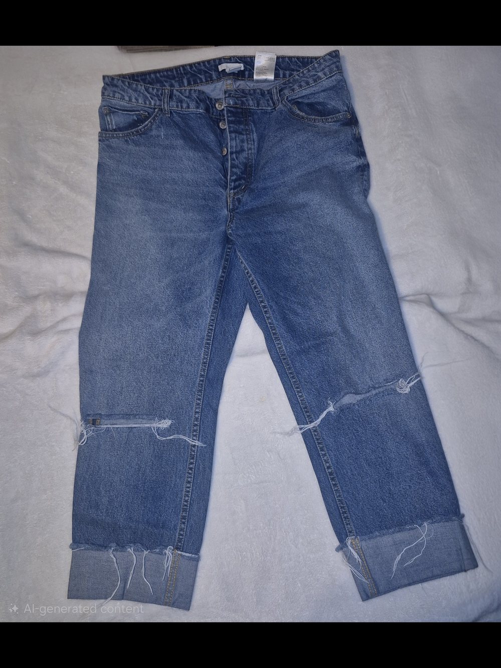 H&M Boyfriend Jeans - Medium Blue Distressed